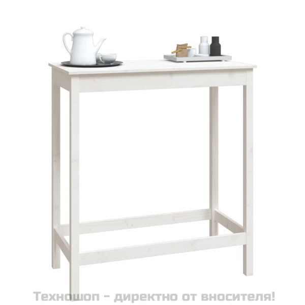 Бар маса, бяла, 100x50x110 см, борово дърво масив