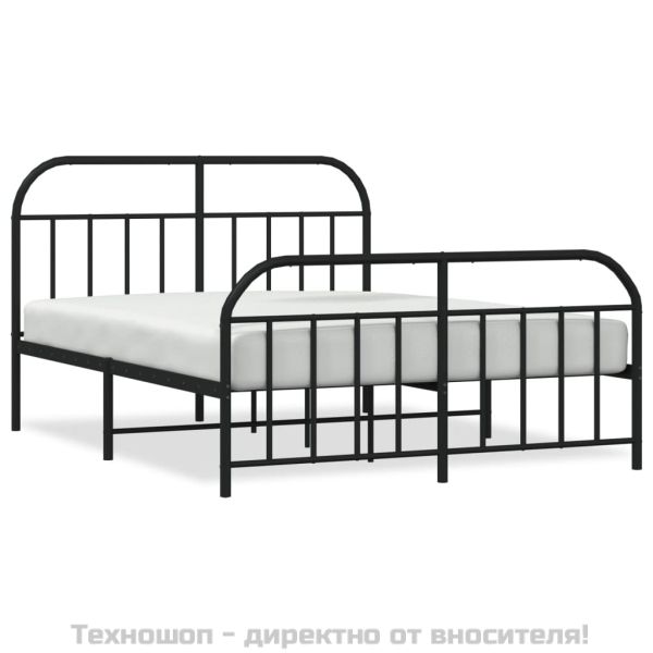 Метална рамка за легло с горна и долна табла, черна, 160x200 см