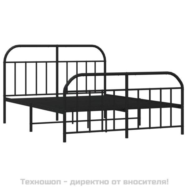 Метална рамка за легло с горна и долна табла, черна, 160x200 см