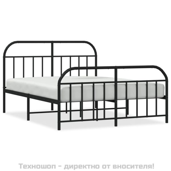 Метална рамка за легло с горна и долна табла, черна, 140x200 см
