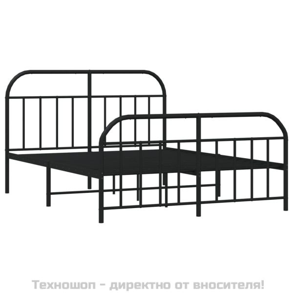 Метална рамка за легло с горна и долна табла, черна, 140x200 см