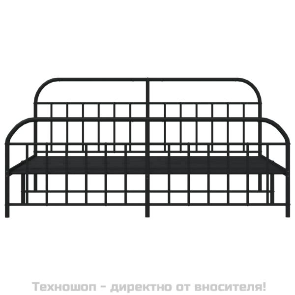 Метална рамка за легло с горна и долна табла, черна, 200x200 см
