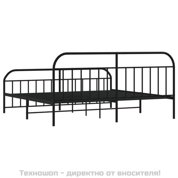 Метална рамка за легло с горна и долна табла, черна, 200x200 см