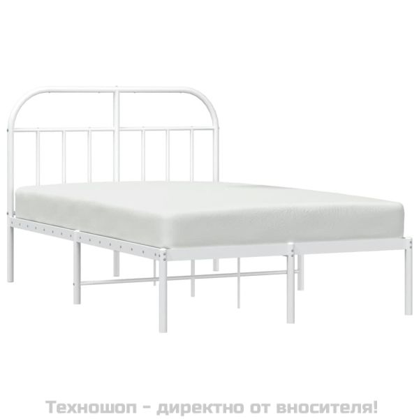 Метална рамка за легло с горна табла, бяла, 120x190 см