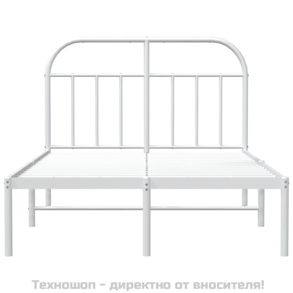 Метална рамка за легло с горна табла, бяла, 120x190 см