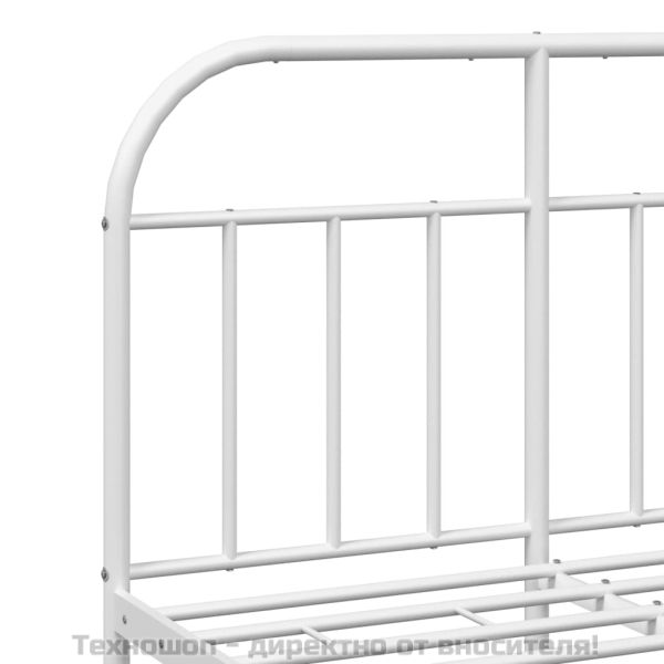 Метална рамка за легло с горна табла, бяла, 120x190 см