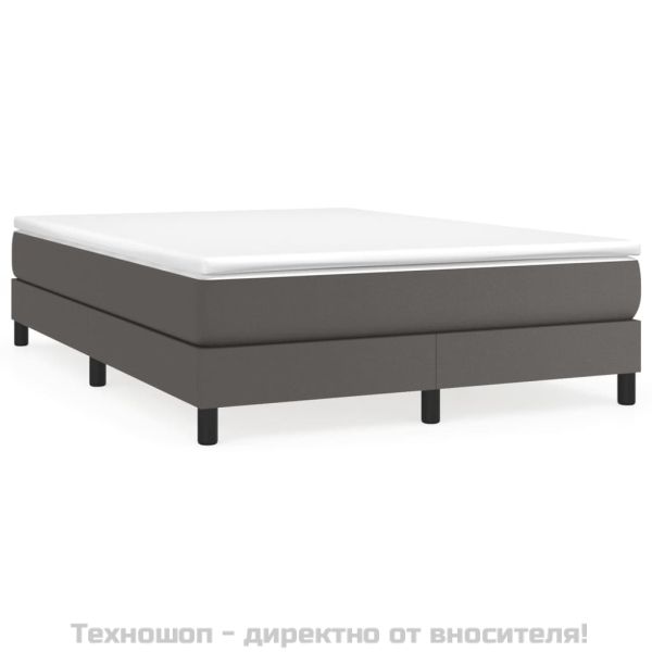 Боксспринг легло с матрак, сиво,140x200 см, изкуствена кожа
