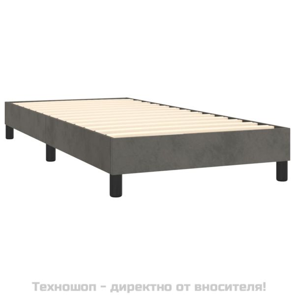Боксспринг легло с матрак, тъмносив, 90x190 см, кадифе