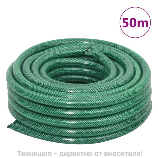 Градински маркуч с монтажен комплект, зелен, 0,75", 50 м, PVC