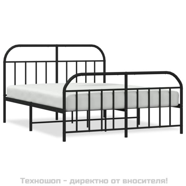 Метална рамка за легло, без матрак, с табли, черна, 180x200 см