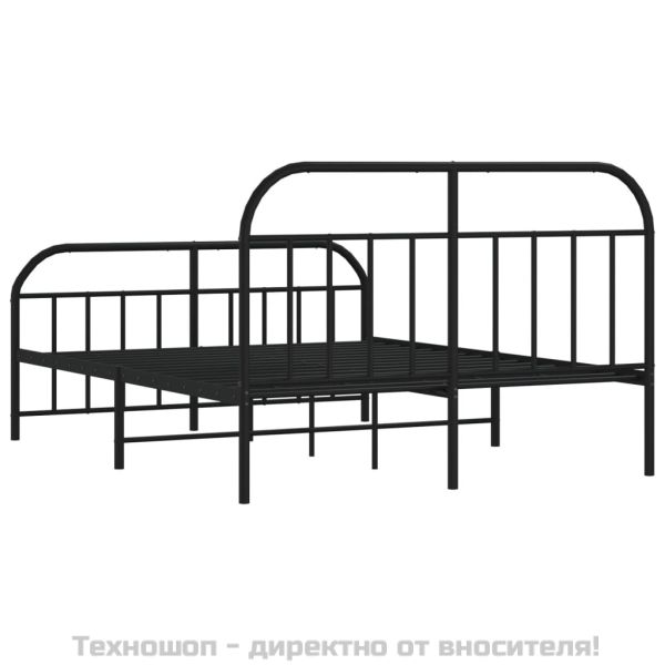 Метална рамка за легло, без матрак, с табли, черна, 180x200 см