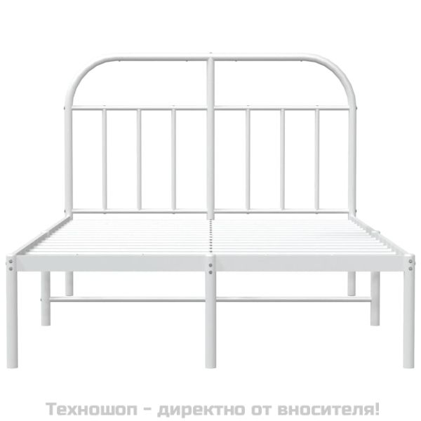 Метална рамка за легло с горна табла, бяла, 120x200 см