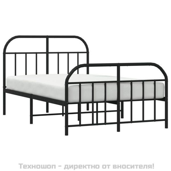 Метална рамка за легло с горна и долна табла, черна, 120x200 см