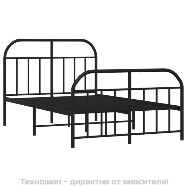 Метална рамка за легло с горна и долна табла, черна, 120x200 см