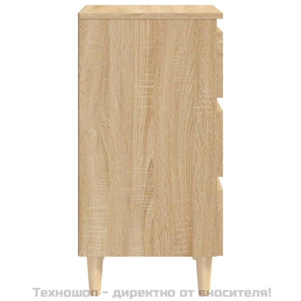 Нощно шкафче с крака от дърво масив, дъб сонома, 40x35x69 см