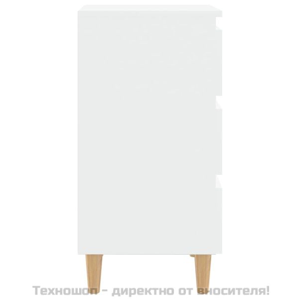 Нощни шкафчета с крака от дърво масив, бели, 40x35x69 см