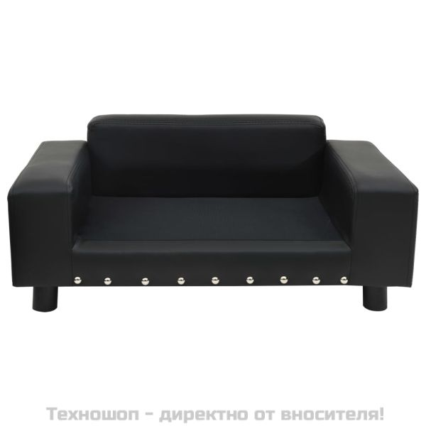 Кучешки диван, черен, 81x43x31 см, плюш и изкуствена кожа