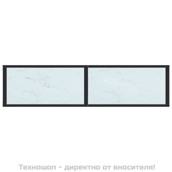 Конзолна маса, бял мрамор, 140x35x75,5 cм, закалено стъкло