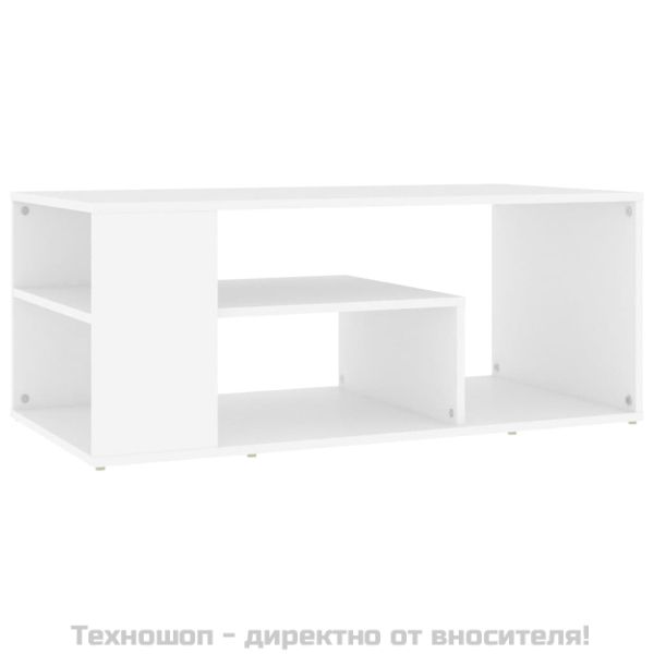 Маса за кафе, бяла, 100x50x40 см, инженерно дърво