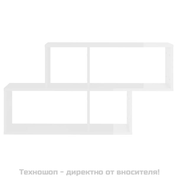 Стенен рафт, бял гланц, 100x18x53 см, инженерно дърво