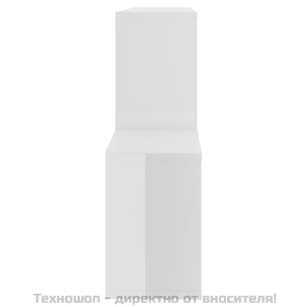 Стенен рафт, бял гланц, 100x18x53 см, инженерно дърво