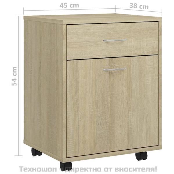 Шкаф на колелца, дъб сонома, 45x38x54 см, инженерно дърво
