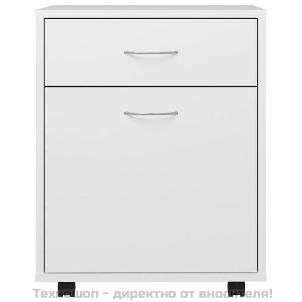 Шкаф на колелца, бял, 45x38x54 см, инженерно дърво