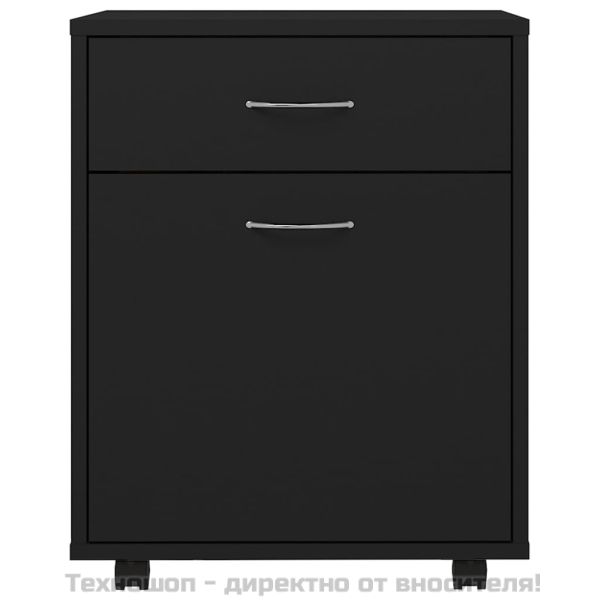 Шкаф на колелца, черен, 45x38x54 см, инженерно дърво