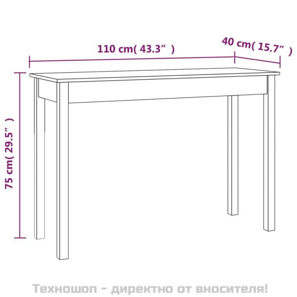 Конзолна маса, 110x40x75 см, борово дърво масив