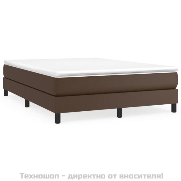 Рамка за легло с пружини, кафява, 140x200 см изкуствена кожа