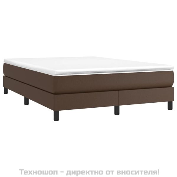 Рамка за легло с пружини, кафява, 140x200 см изкуствена кожа