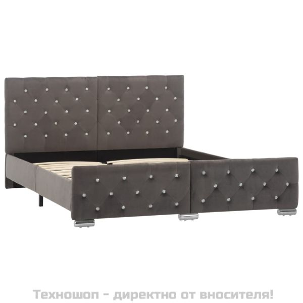 Рамка за легло сива кадифе 140x200 см