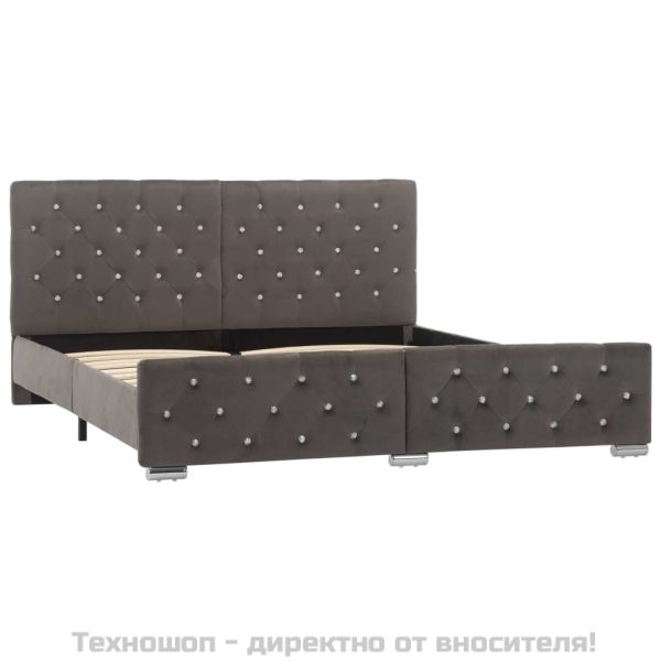 Рамка за легло сива кадифе 160x200 см