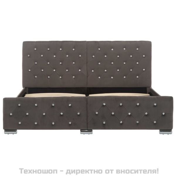 Рамка за легло сива кадифе 160x200 см