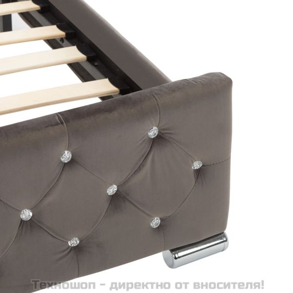 Рамка за легло сива кадифе 160x200 см