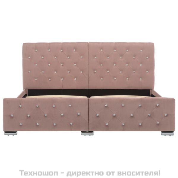 Рамка за легло, розова, кадифе, 160x200 см