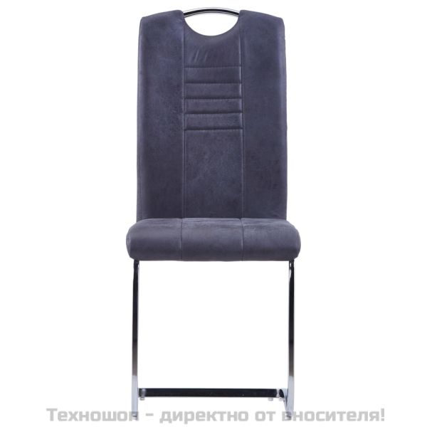 Конзолни трапезни столове, 2 бр, сиви, изкуствен велур