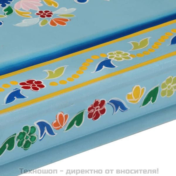 Маса за кафе, тюркоаз, ръчно рисувана, мангово дърво масив