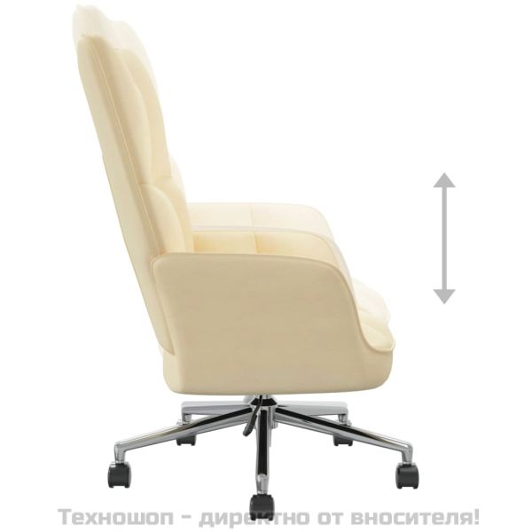 Релакс стол, кремаво-бял, кадифе