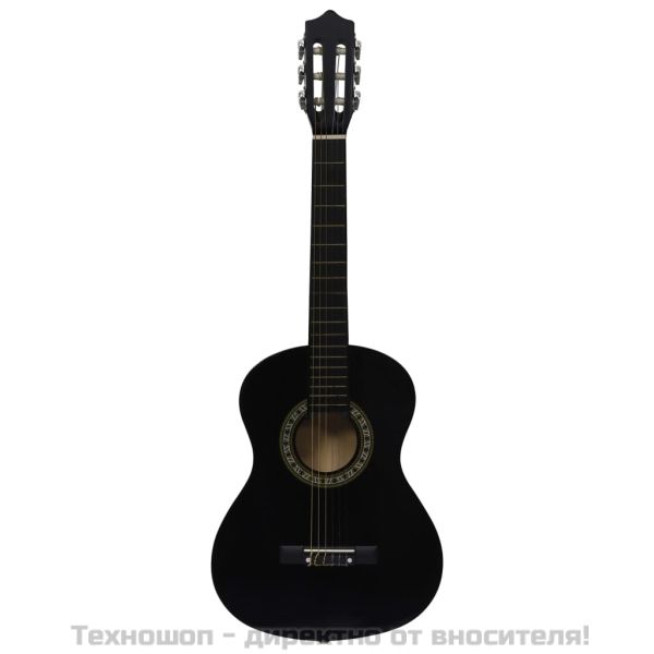 Класическа китара за начинаещи и деца с калъф, черна, 1/2, 34"