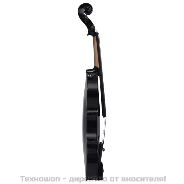 Комплект цяла 4/4 цигулка с лък и подбрадник, черна