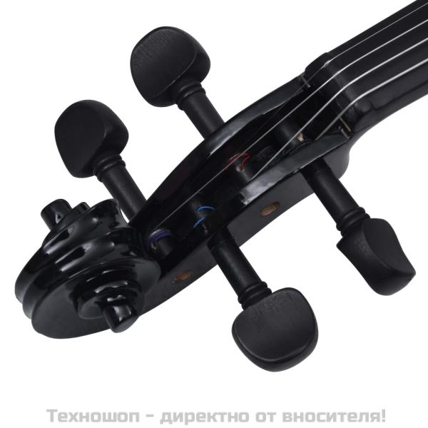 Комплект цяла 4/4 цигулка с лък и подбрадник, черна