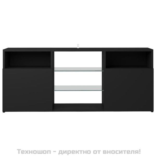 ТВ шкаф с LED осветление, черен, 120x30x50 см