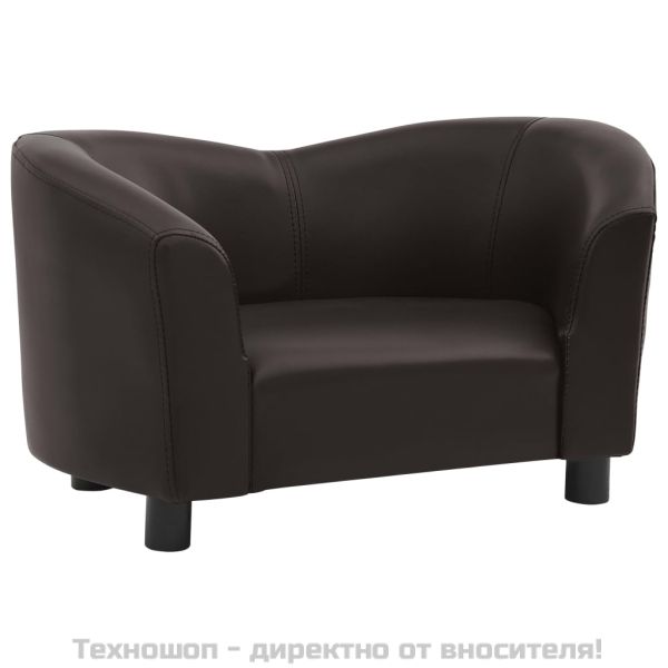 Кучешки диван, кафяв, 67x41x39 см, изкуствена кожа