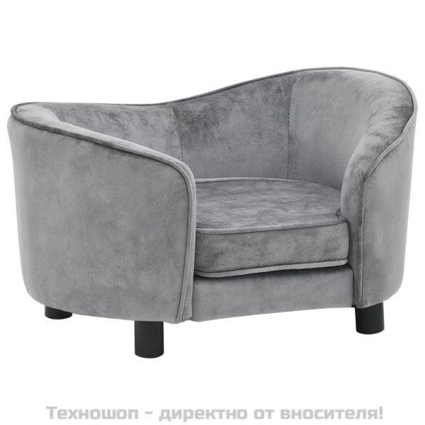 Диван за кучета, сив, 69x49x40 см, плюш