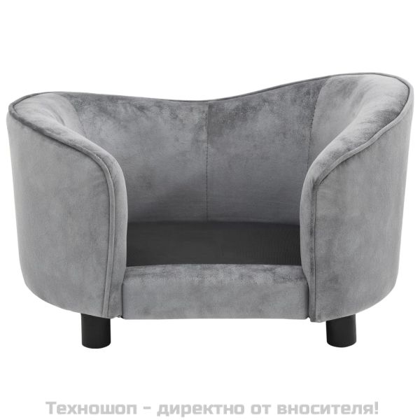Диван за кучета, сив, 69x49x40 см, плюш
