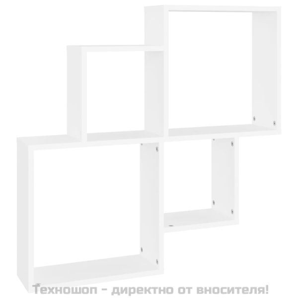 Стенен кубичен рафт, бял, 80x15x78,5 см, инженерно дърво