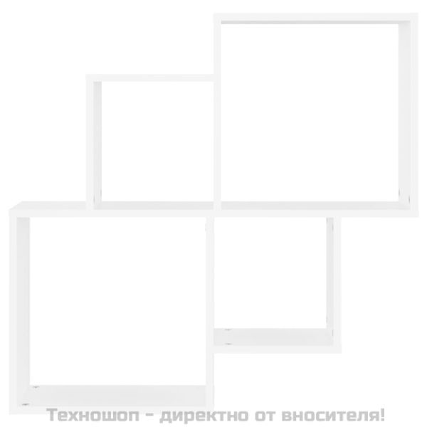Стенен кубичен рафт, бял, 80x15x78,5 см, инженерно дърво