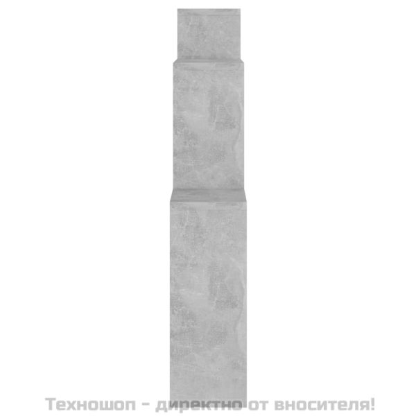 Стенен кубичен рафт, бетонно сив, 80x15x78,5см, инженерно дърво