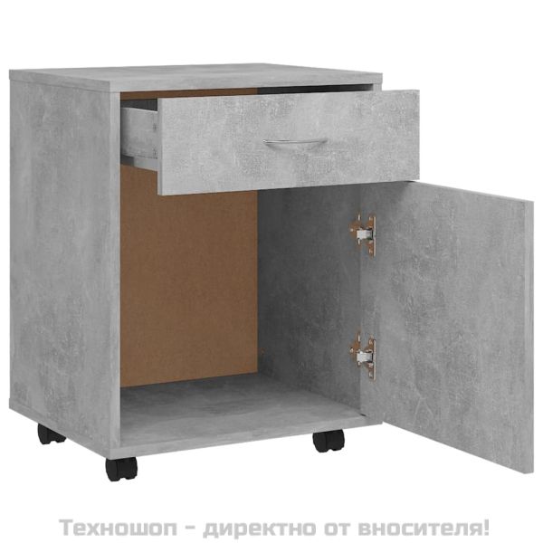 Шкаф на колелца, бетонно сиво, 45x38x54 см, инженерно дърво
